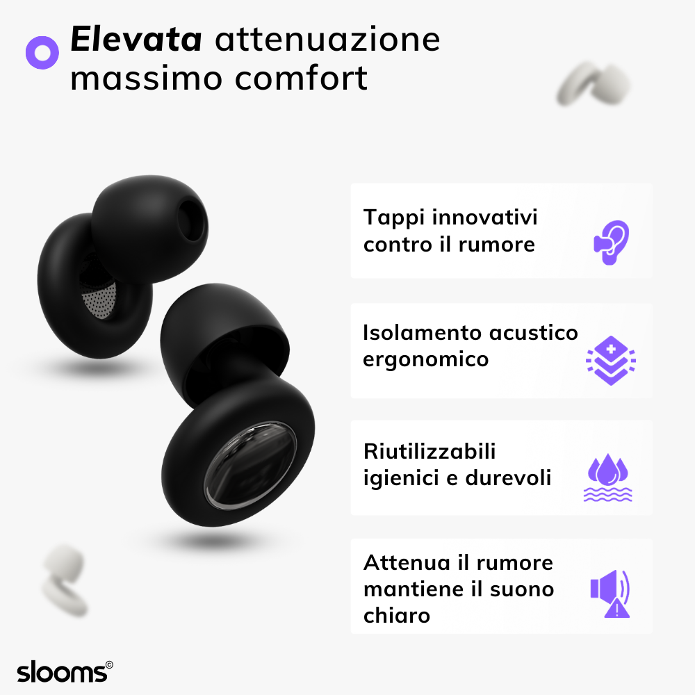 Slooms© | Tappi in silicone innovativi contro il rumore